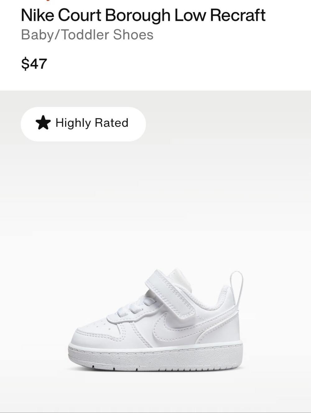 Nike Court Burough Toddler Sneakers in White Size 5